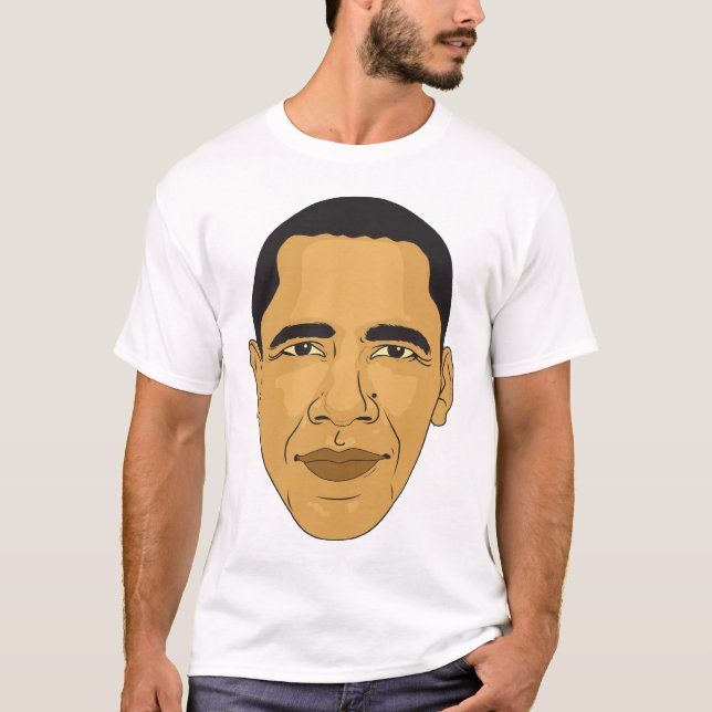 Camiseta T da ilustração da cara de Barack Obama Digital (Frente)
