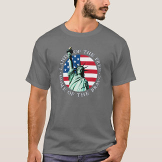 Camiseta T da liberdade da estátua da bandeira americana