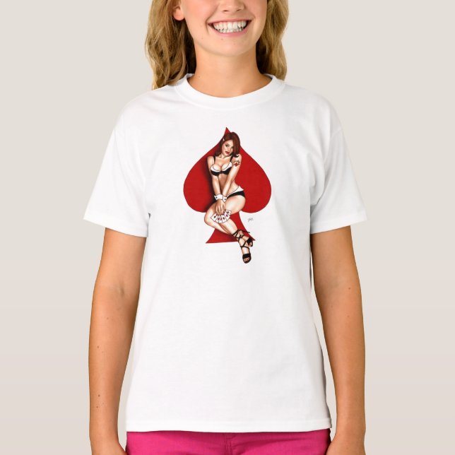 Camiseta T da menina do Pinup (Frente)