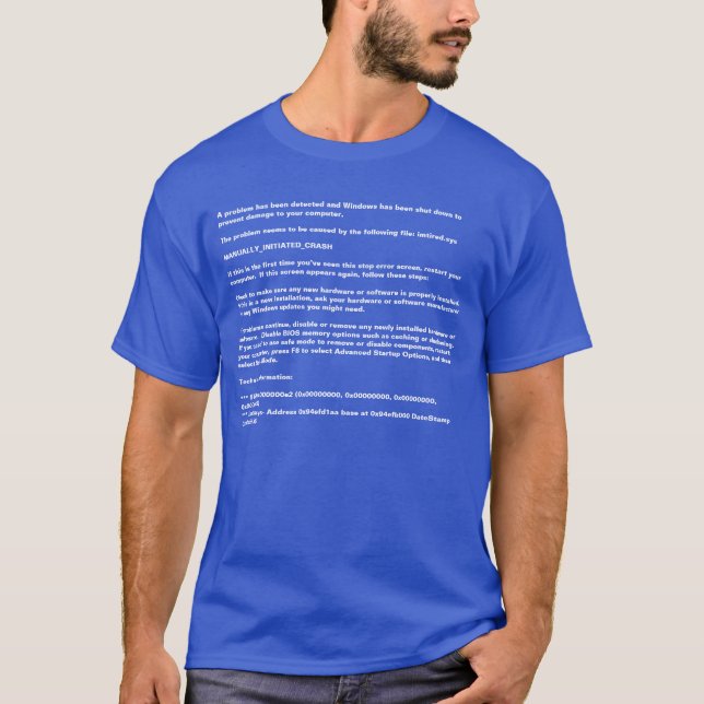 Camiseta T da morte de Windows "tela azul" (Frente)