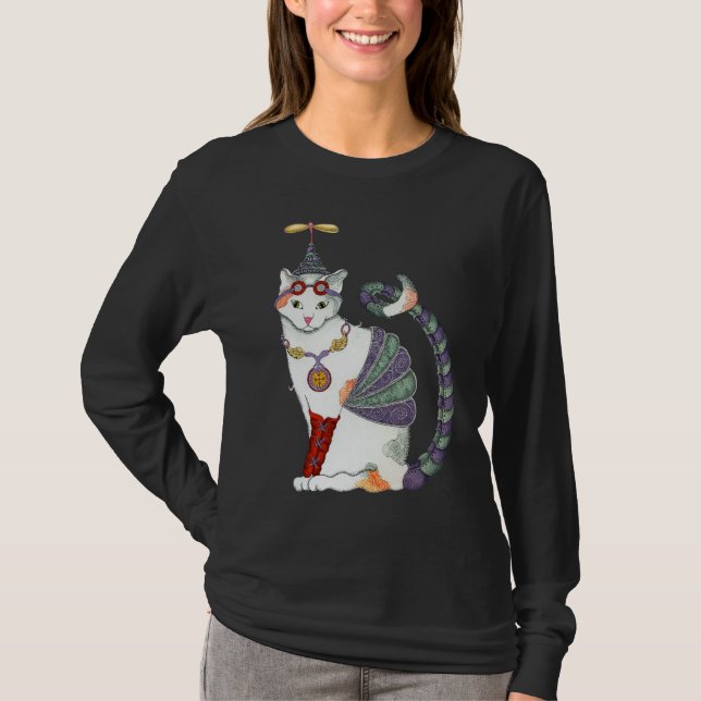 Camiseta T da obscuridade do gato de Steampunk Gretel (Frente)