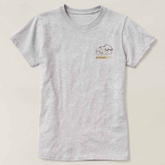 Camiseta T da parte traseira do logotipo de ElephantVoices (Frente do Design)