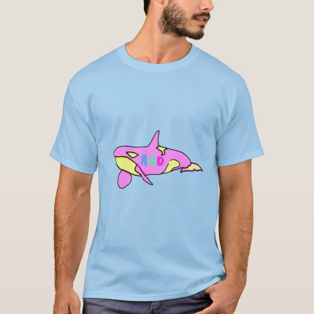 Camiseta T da tintura do laço da orca do pop art dos homens (Frente)