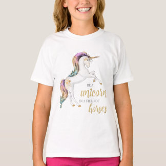 Camiseta T das meninas do unicórnio