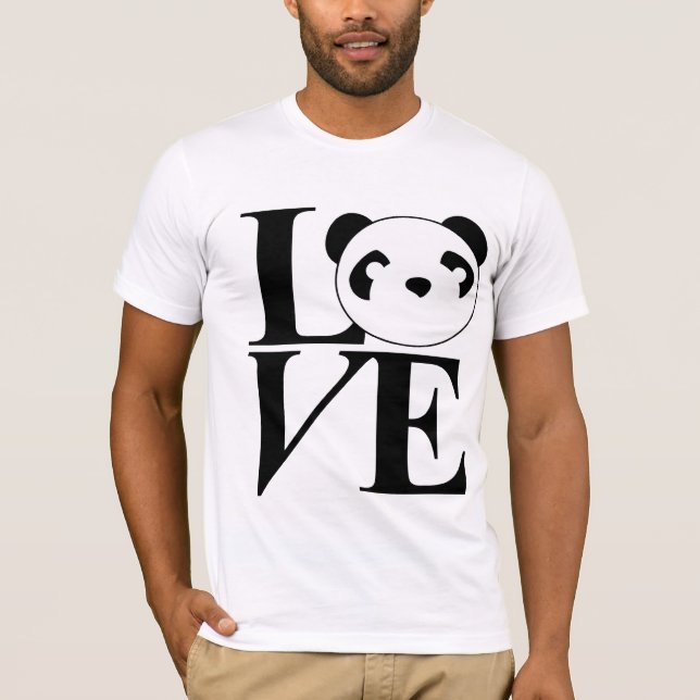Camiseta T das pandas do amor no preto (Frente)