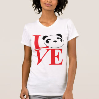 Camiseta T das pandas do amor no vermelho