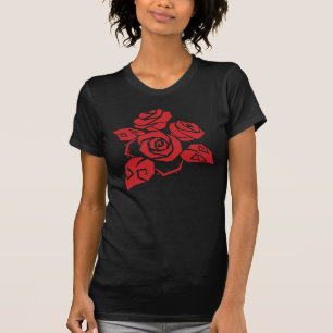 Camiseta T das rosas vermelhas