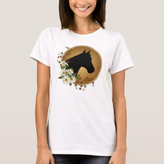 Camiseta T das senhoras da silhueta da cabeça de cavalo