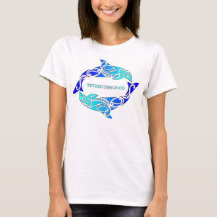 Camiseta T de Aihe (golfinhos) ou Hoodie - azul no branco