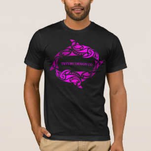 Camiseta T de Aihe (golfinhos) ou Hoodie - rosa no preto