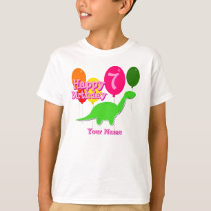 Camiseta T de Dino do verde do balão do partido do feliz