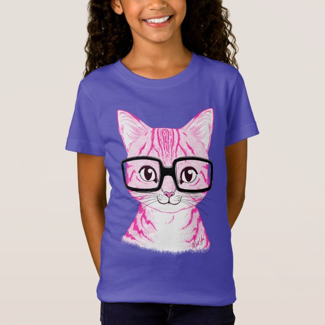 Camiseta T de futebol roxo da menina Nerdy tirada mão do (Frente)