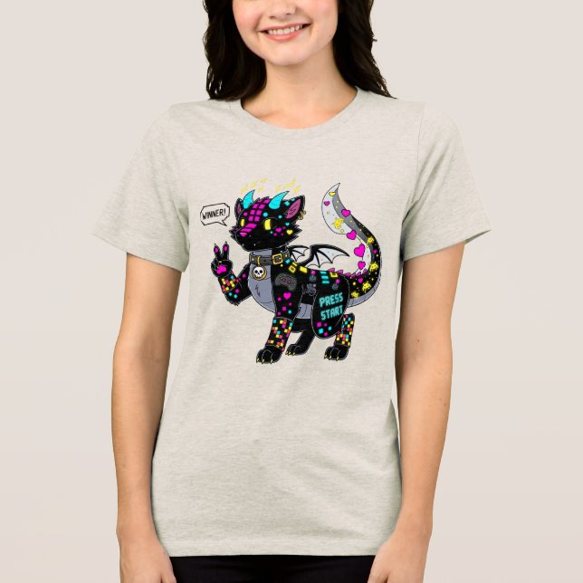 Camiseta-T de Gamero Cyber Neon Gamer Furry Women (Frente)