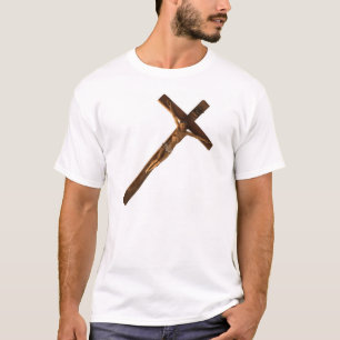 Camiseta T de madeira do crucifixo