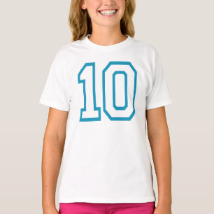 Camiseta T de néon do ANIVERSÁRIO do azul #10 do TIME DO