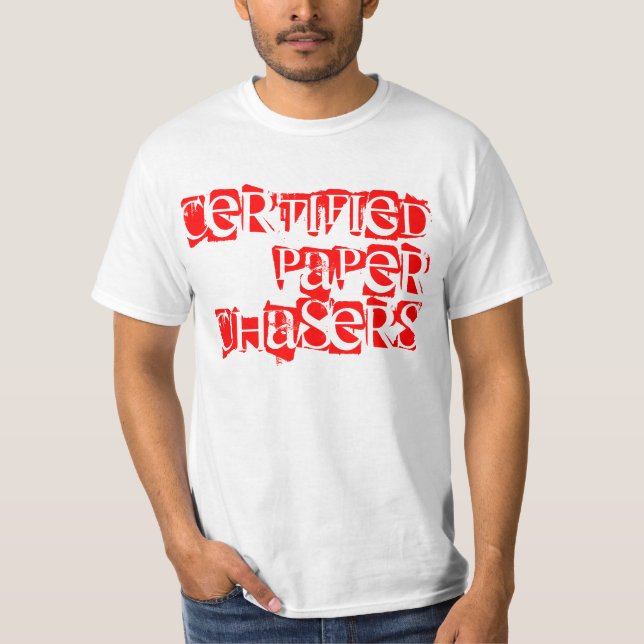Camiseta T de papel certificado oficial dos caçadores (Frente)