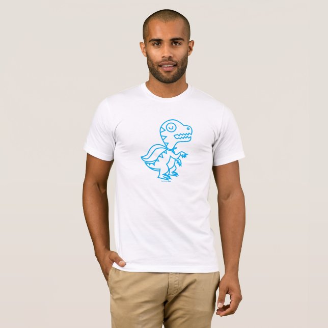 Camiseta T de Rex do arco-íris: Azul (Frente Completa)