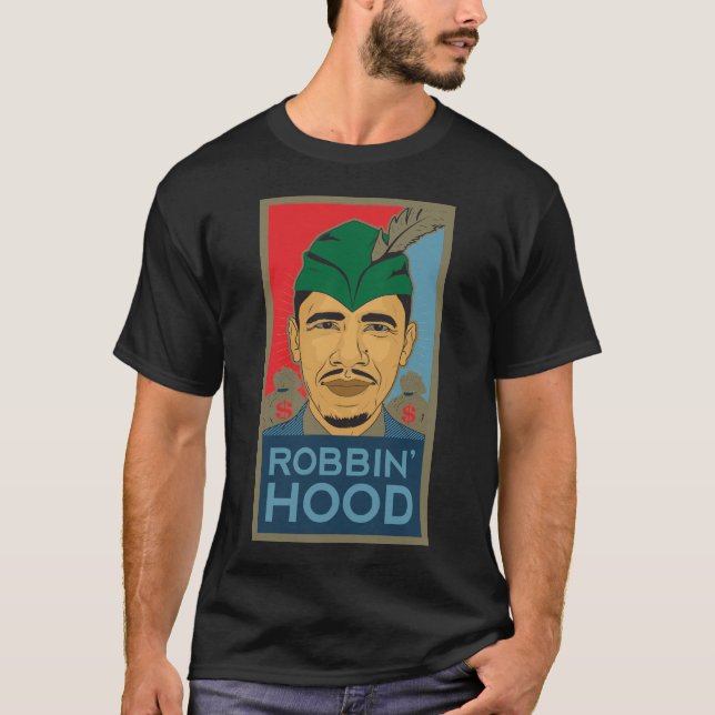 Camiseta T de Robin Hood da capa de Barack Obama! Caserna (Frente)