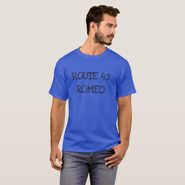 Camiseta T de Romeo da rota 45 (Frente Completa)