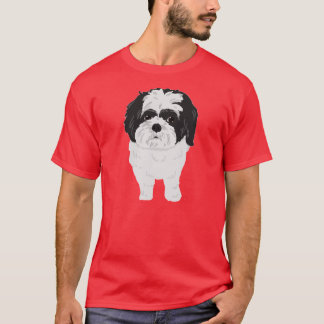 Camiseta T de Shih-Tzu (parte dianteira e bumbum)