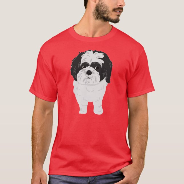Camiseta T de Shih-Tzu (parte dianteira e bumbum) (Frente)