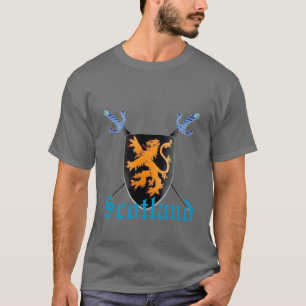 Camiseta T desenfreado das espadas da cruz do leão de