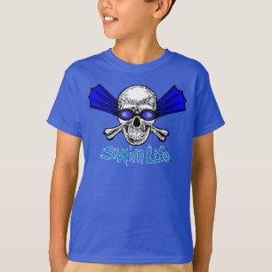 Camiseta T do azul da vida da natação