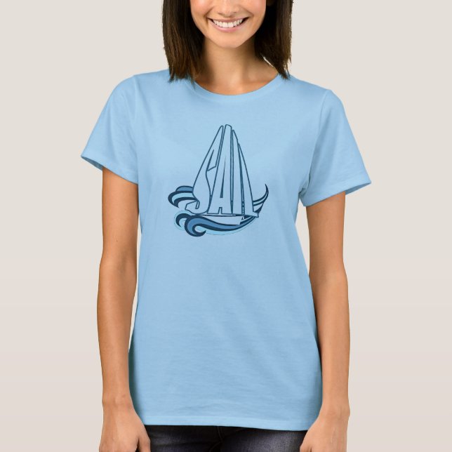 Camiseta T do barco da VELA para marinheiros (Frente)
