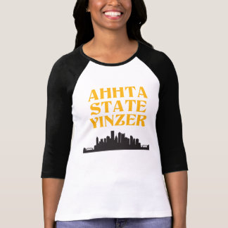 Camiseta T do basebol das mulheres de Yinzer do estado de