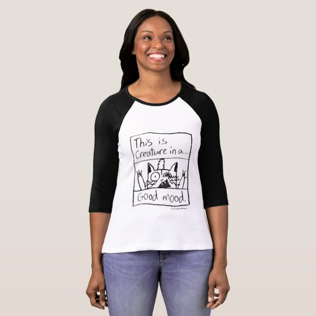 Camiseta T do basebol do gato da criatura (Frente Completa)