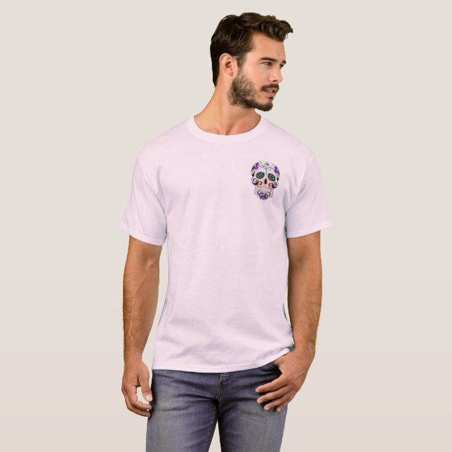 Camiseta T do bolso do crânio do açúcar dos homens (Frente Completa)