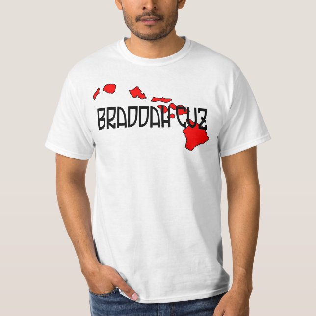 Camiseta T do branco de Braddah Cuz (Frente)
