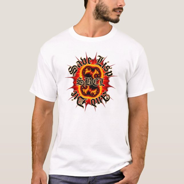 Camiseta T do branco do Fractal do inferno de SBCL (Frente)