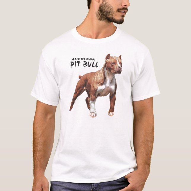 Camiseta T do branco do pitbull (Frente)