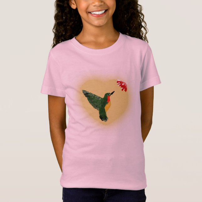 Camiseta T do colibri da Rubi-Garganta das meninas da (Frente)