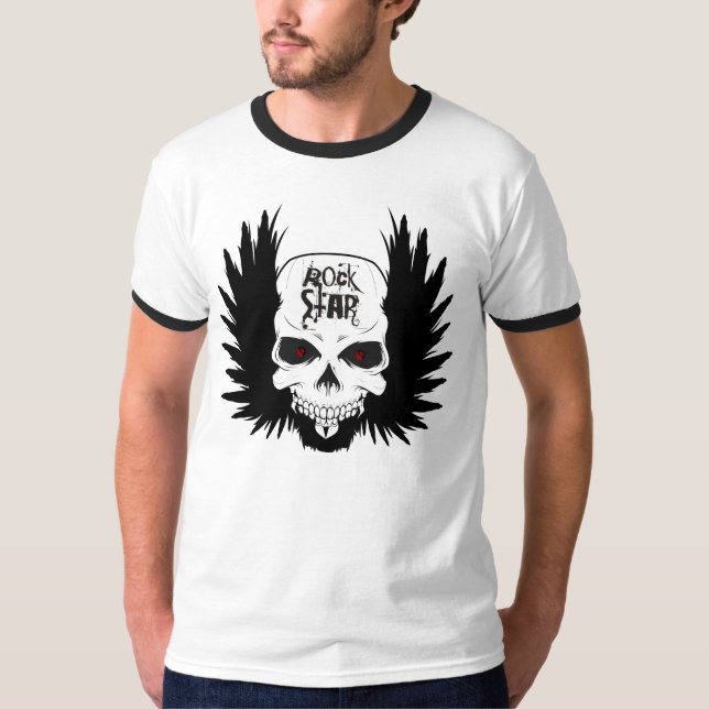 Camiseta T do crânio de RockStar (Frente)