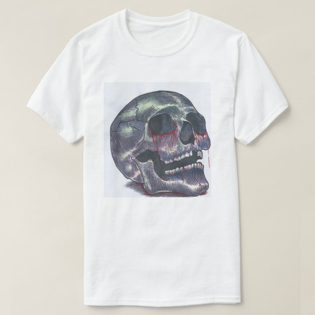 Camiseta T do crânio dos homens (Frente do Design)