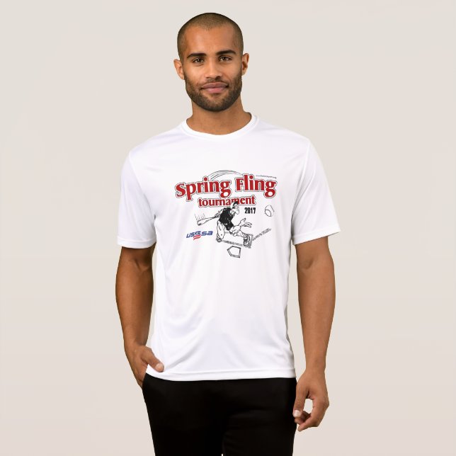 Camiseta T do desempenho dos homens (Frente Completa)