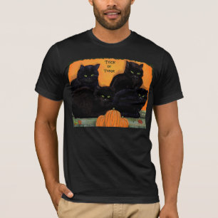 Camiseta T do Dia das Bruxas dos gatos pretos