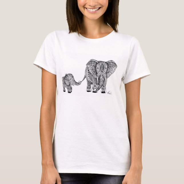 Camiseta T do elefante e do bebê (Frente)