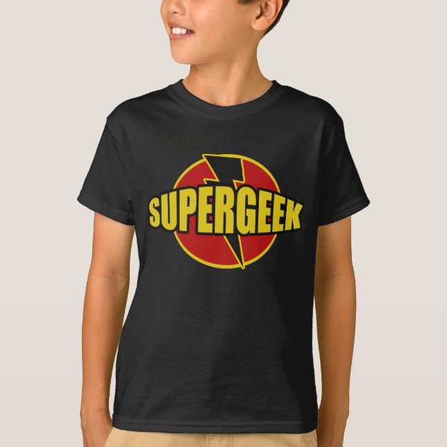 Camiseta T do gráfico do divertimento SUPERGEEK (Frente)
