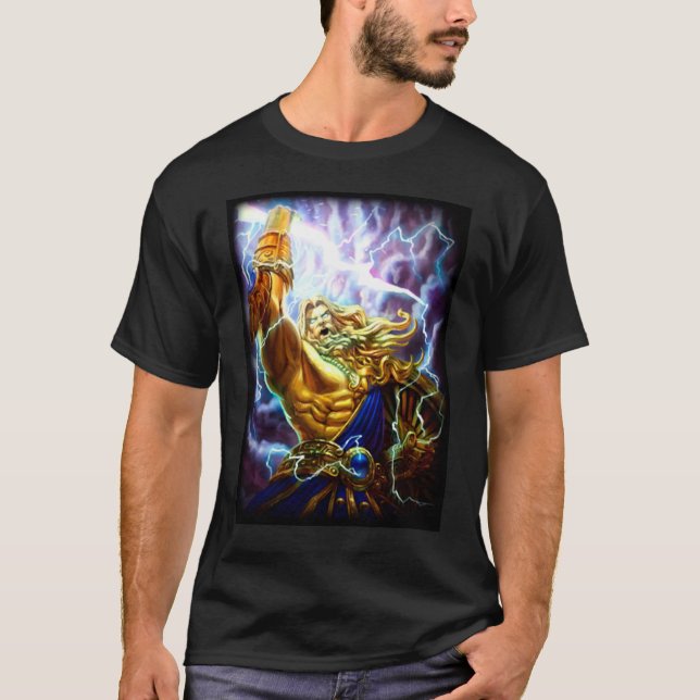 Camiseta T do gráfico do guerreiro de Zeus da fantasia do (Frente)