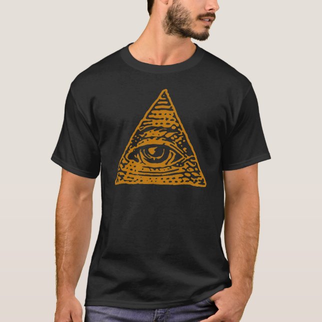 Camiseta T do gráfico do símbolo da pirâmide de Illuminati (Frente)