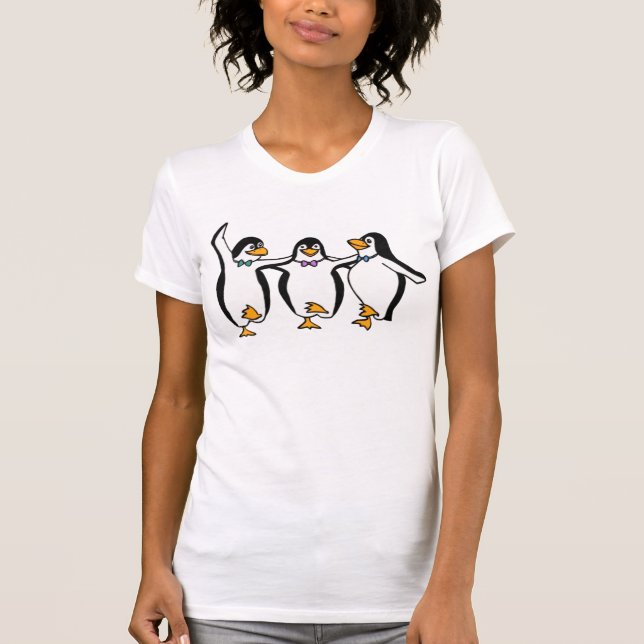 Camiseta T do gráfico dos pinguins da DANÇA (Frente)