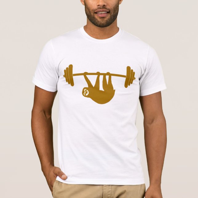 Camiseta T do Gym da preguiça (ouro) (Frente)