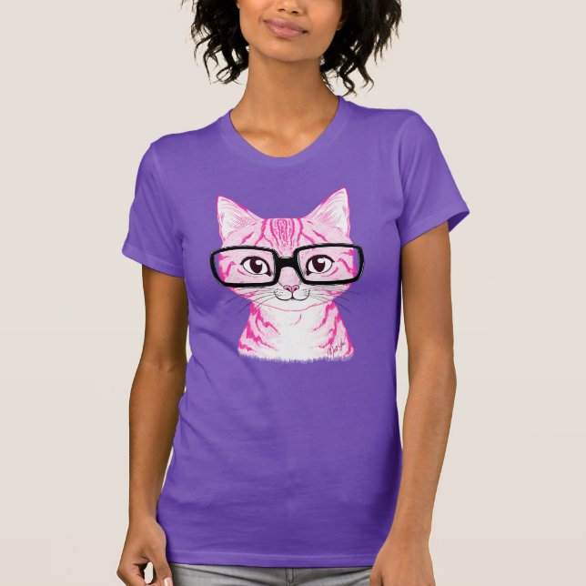 Camiseta T do jérsei das mulheres Nerdy tiradas mão da arte (Frente)