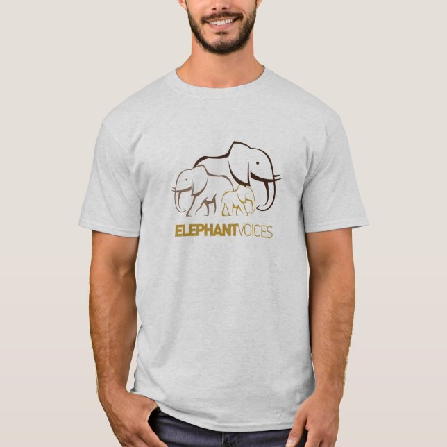 Camiseta T do logotipo de ElephantVoices (cinza) (Frente)