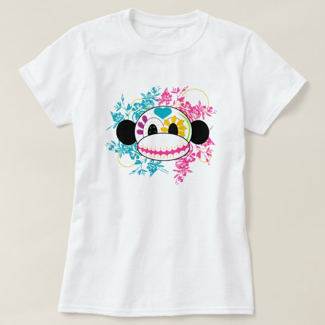 Camiseta T do macaco do crânio do açúcar (Frente do Design)