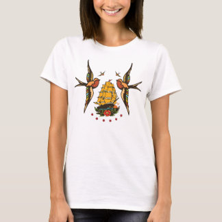 Camiseta T do marinheiro do navio do vintage & do pirata