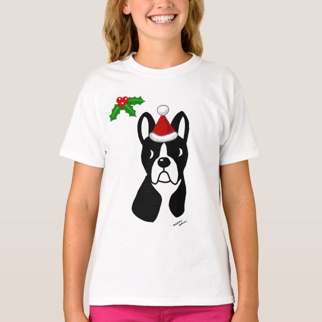 Camiseta T do Natal de Boston Terrier (Frente)